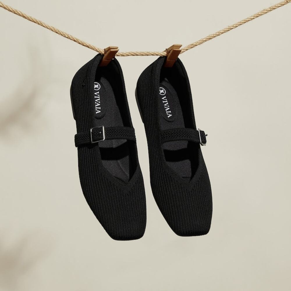 Vivaia Margot Mary Jane Comfort Washable Arch Support Flats Black 10.5 Wide